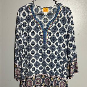 Ruby Road Paisley Embroidered V-Neck
Tunic Top Women's Size Large